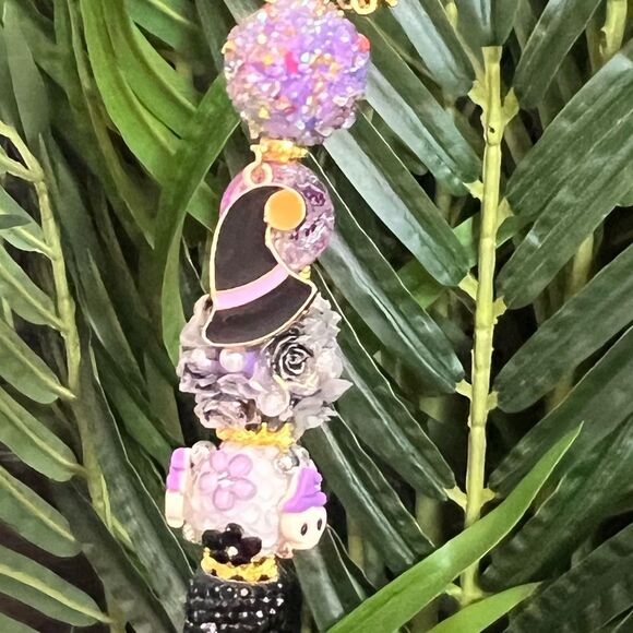 Halloween Hand-Made Custom Extended Beaded Pen with Large Fancy Jack-O-Lantern. - Picture 8 of 9